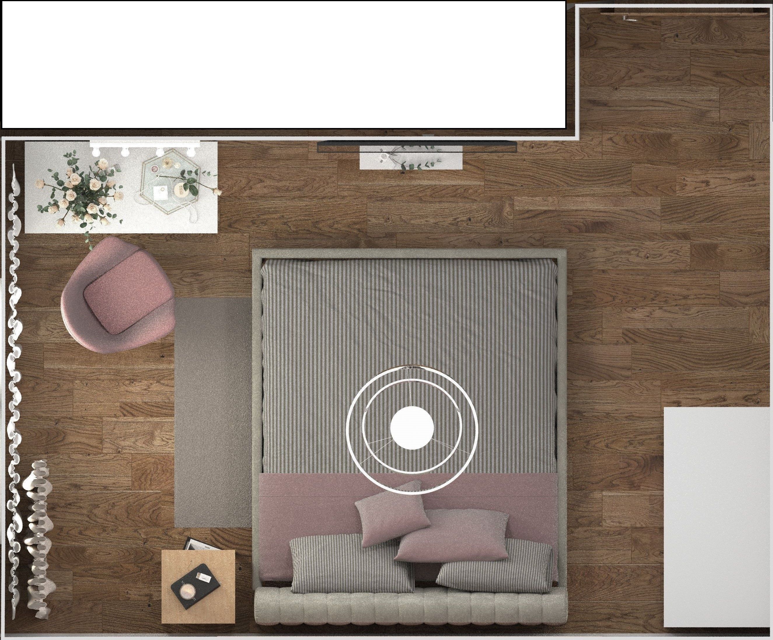 Bedroom with furniture and mirrors 3D model_10