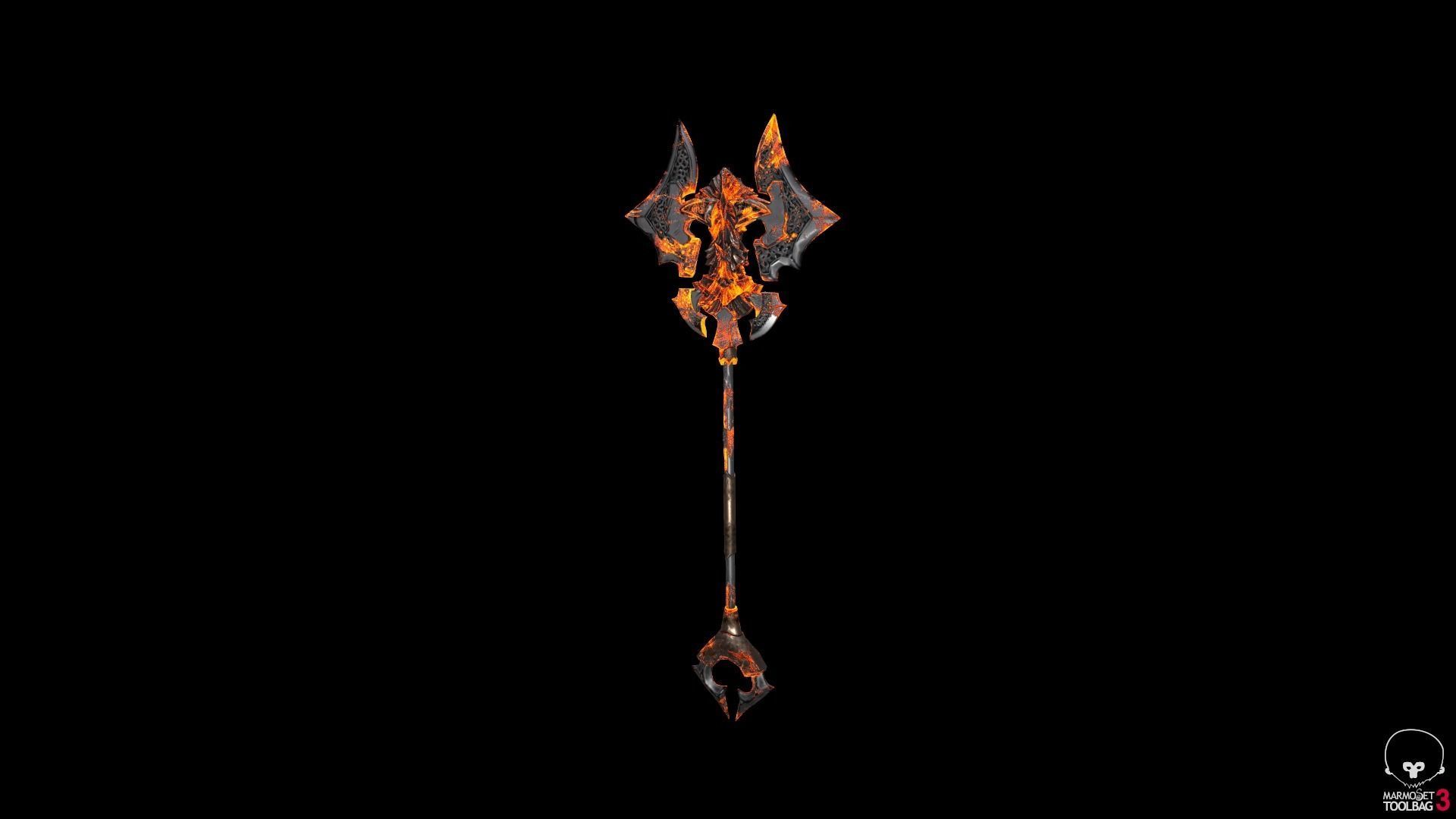 Stylized Lava Axe Free low-poly 3D model_5