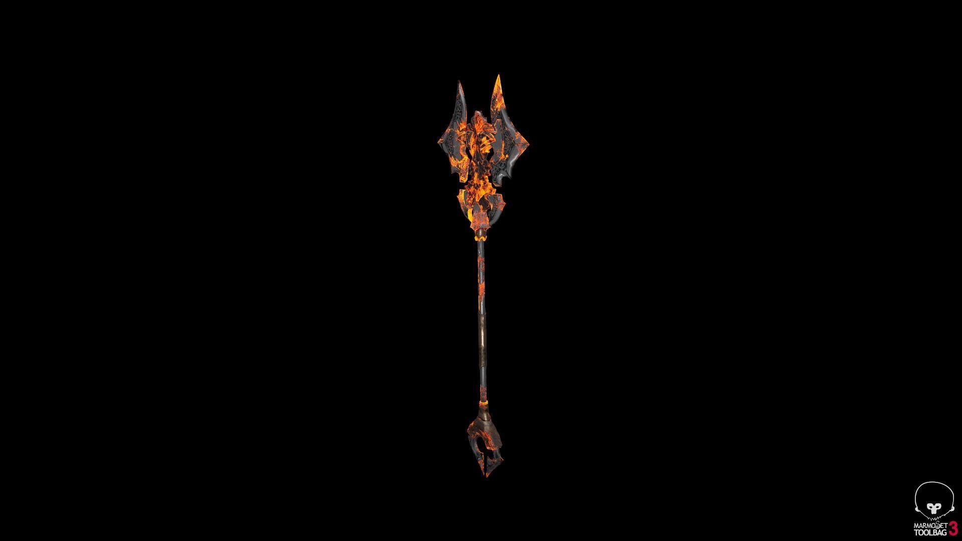 Stylized Lava Axe Free low-poly 3D model_4
