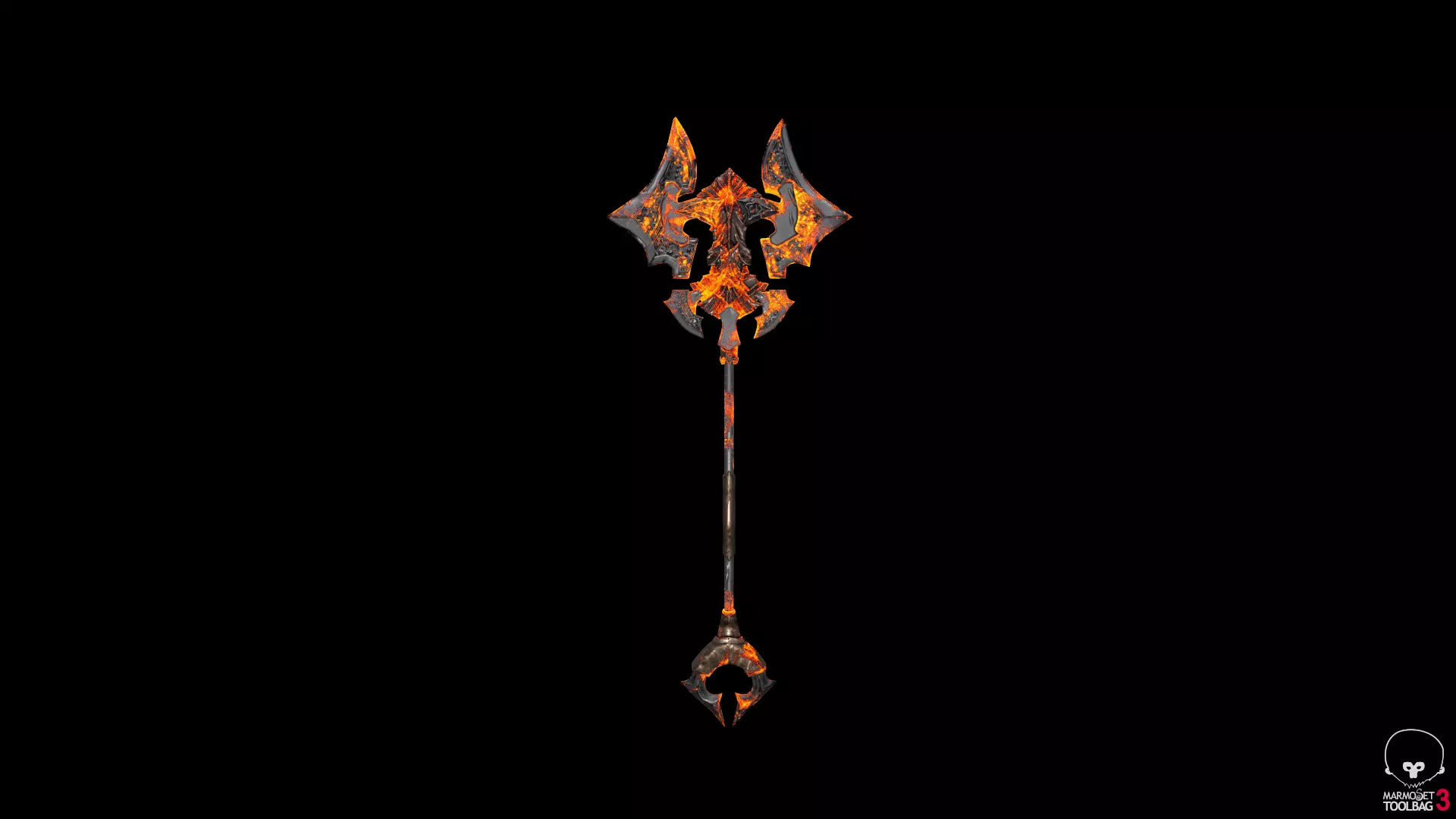 Stylized Lava Axe Free low-poly 3D model_0