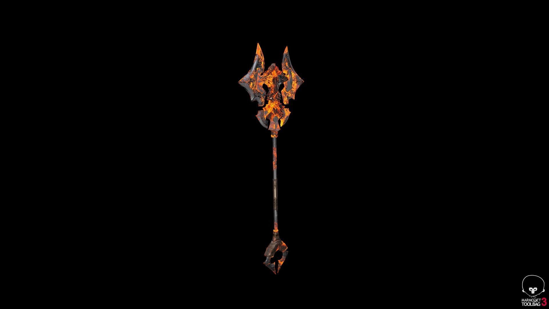 Stylized Lava Axe Free low-poly 3D model_2