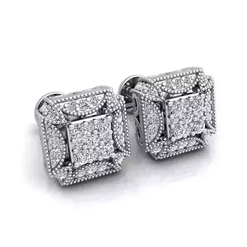 Square Stud Earring 3d Model Print 