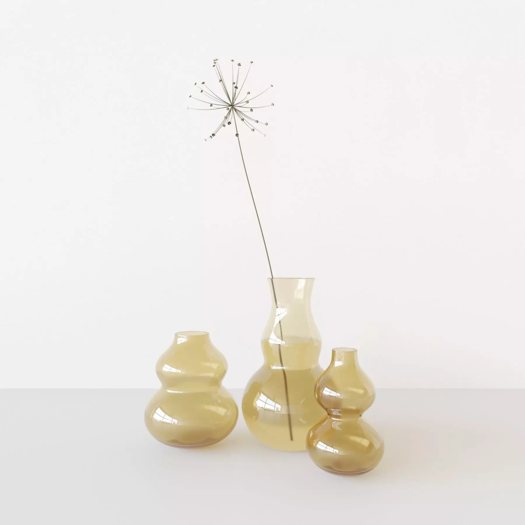 vase dry lilly set 3D model_0