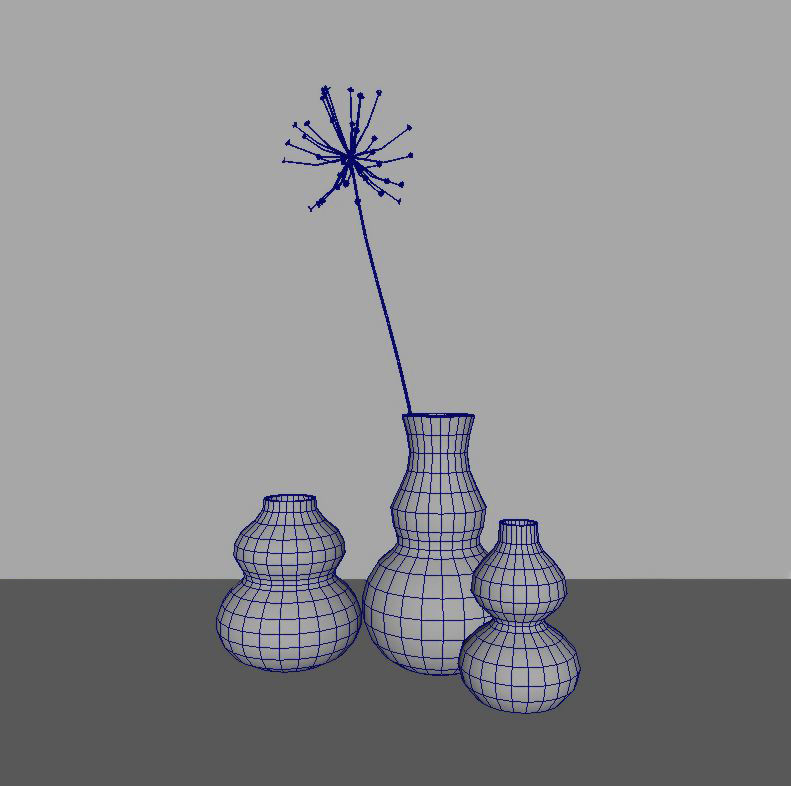 vase dry lilly set 3D model_1