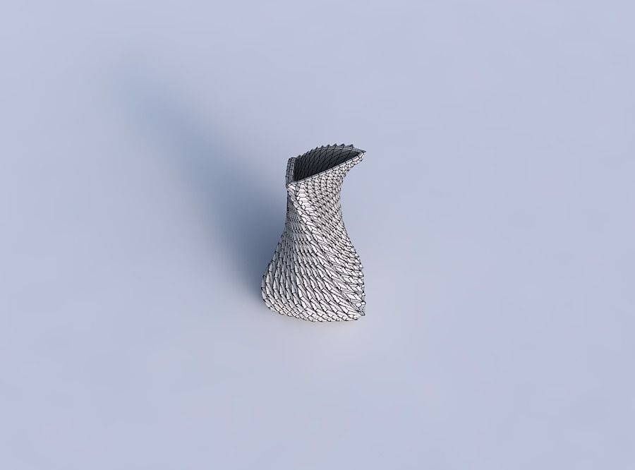 Vase twist puffy bent triangle with bent extruded pattern 3D print model_6
