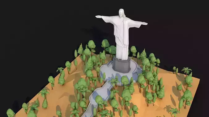 Low Poly Christ The Redeemer Statue Landmark
