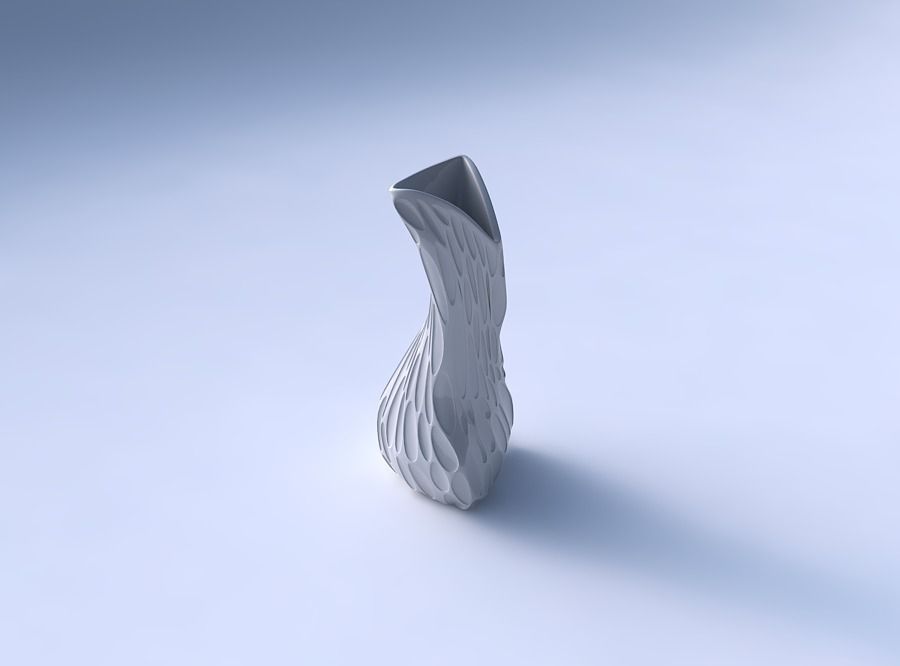 Vase twist puffy bent triangle with bubbles 3D print model_3
