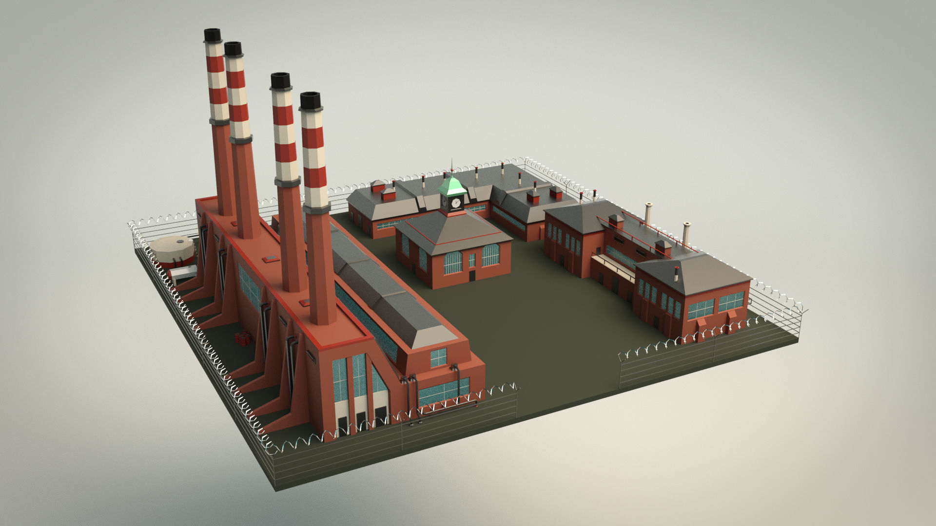 3D model Low Poly Factory Site VR / AR / low-poly | CGTrader