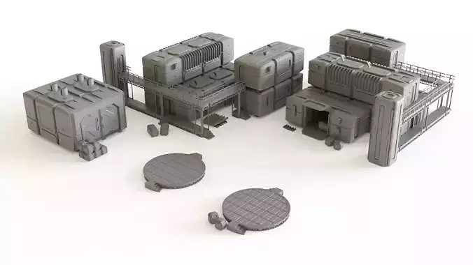 Sci fi Colony Modules Collection for tabletop scenery 3D print model