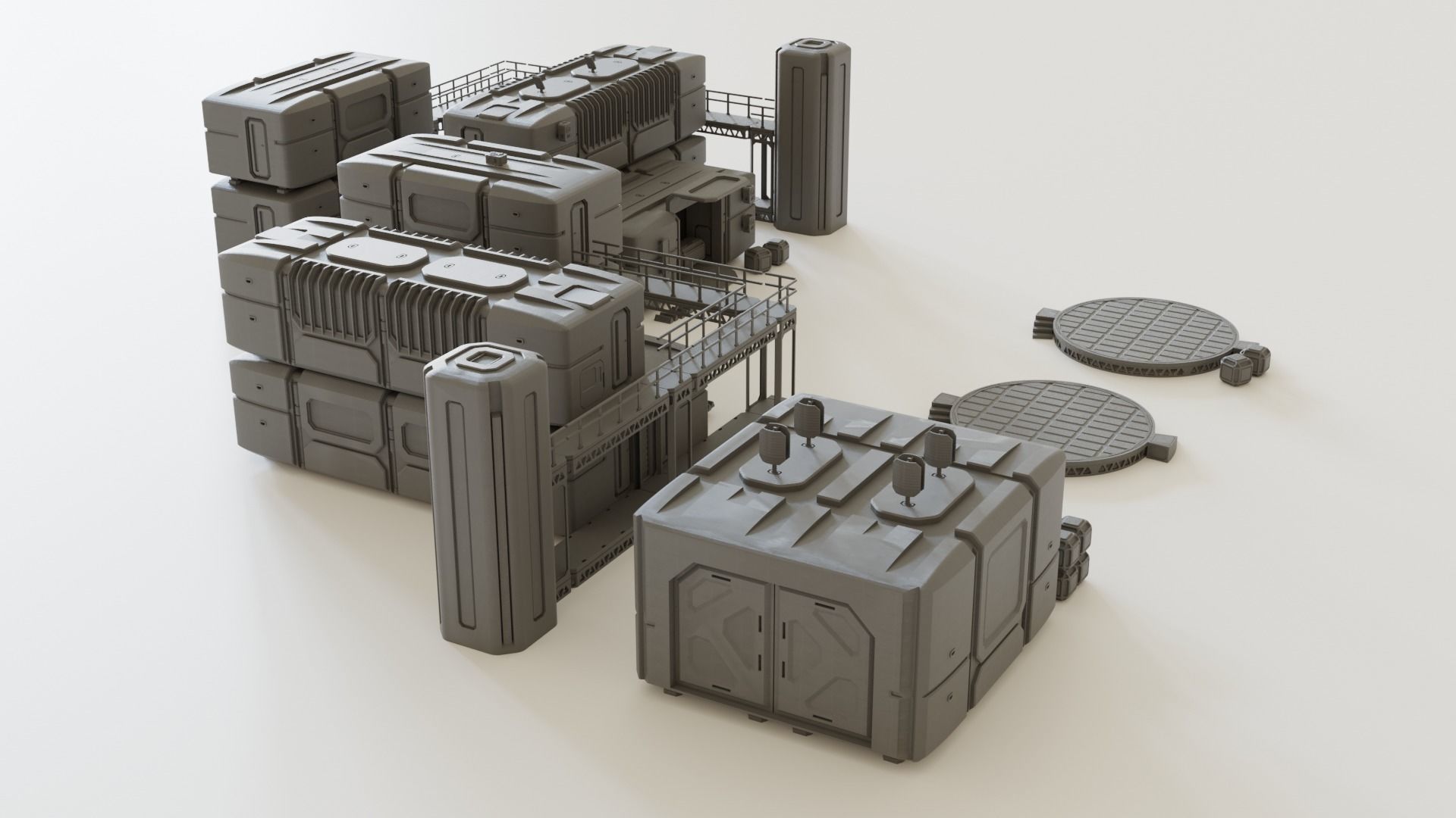 Sci fi Colony Modules Collection for tabletop scenery 3D print model_6