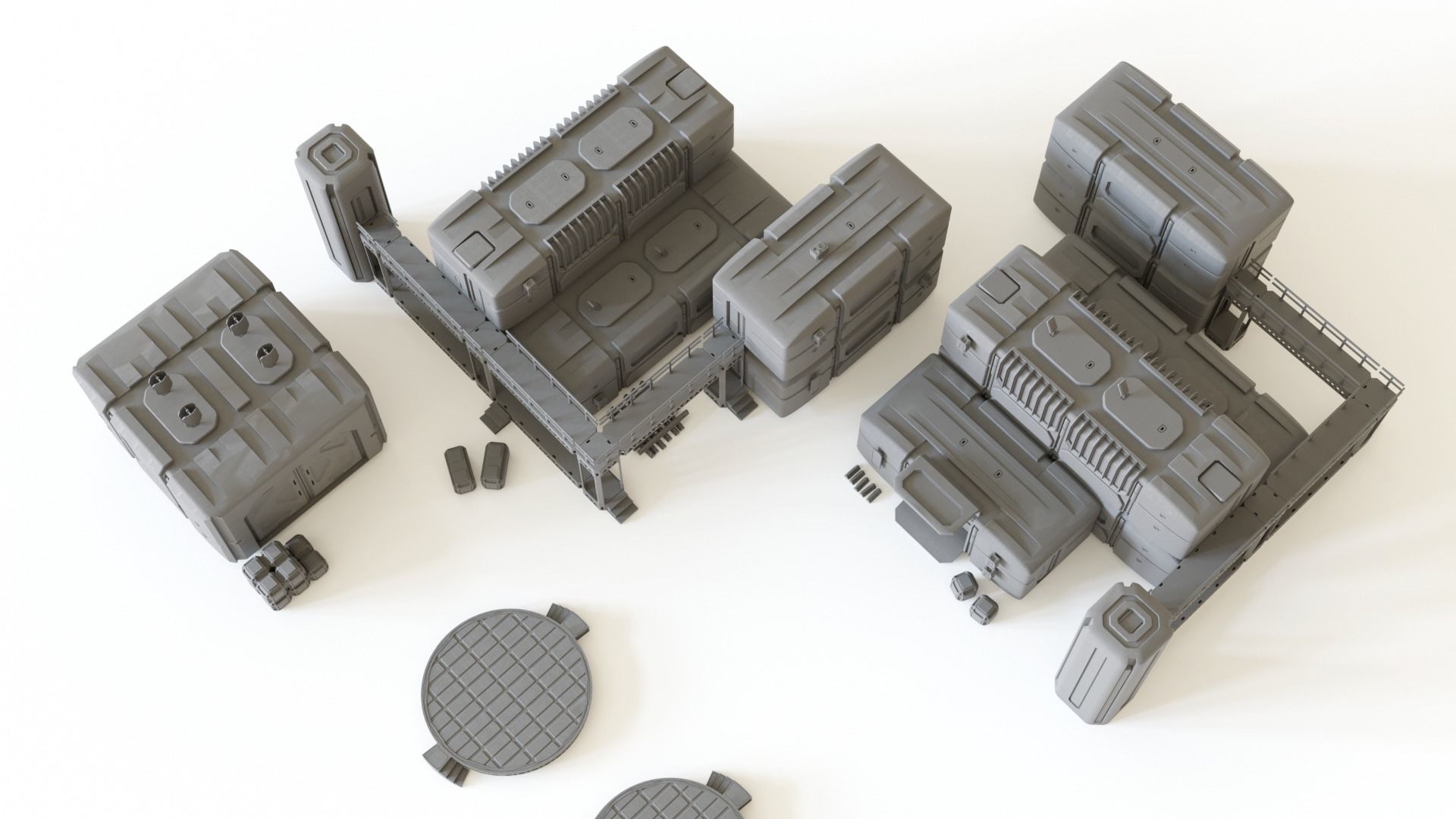 Sci fi Colony Modules Collection for tabletop scenery 3D print model_2