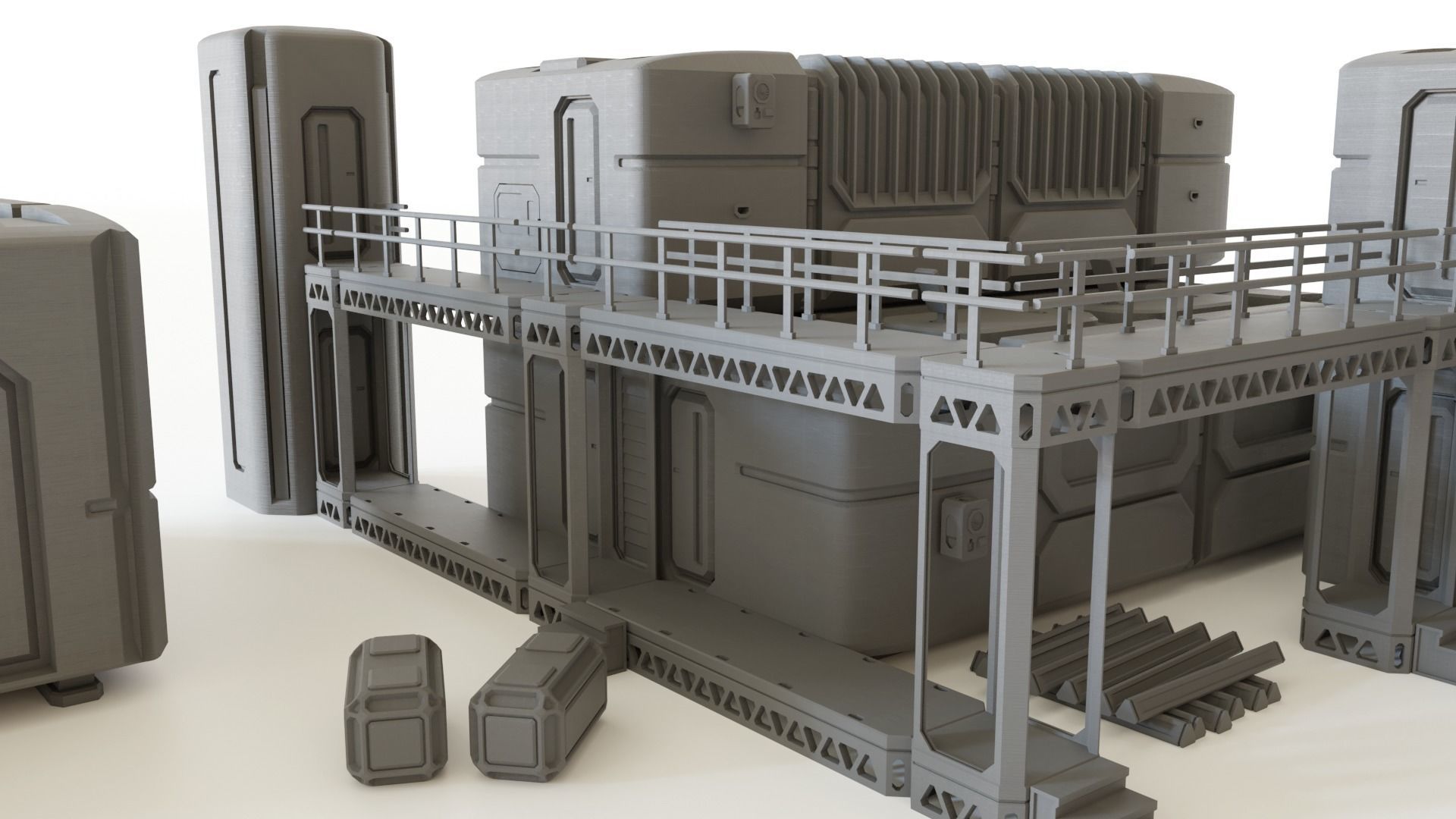 Sci fi Colony Modules Collection for tabletop scenery 3D print model_9