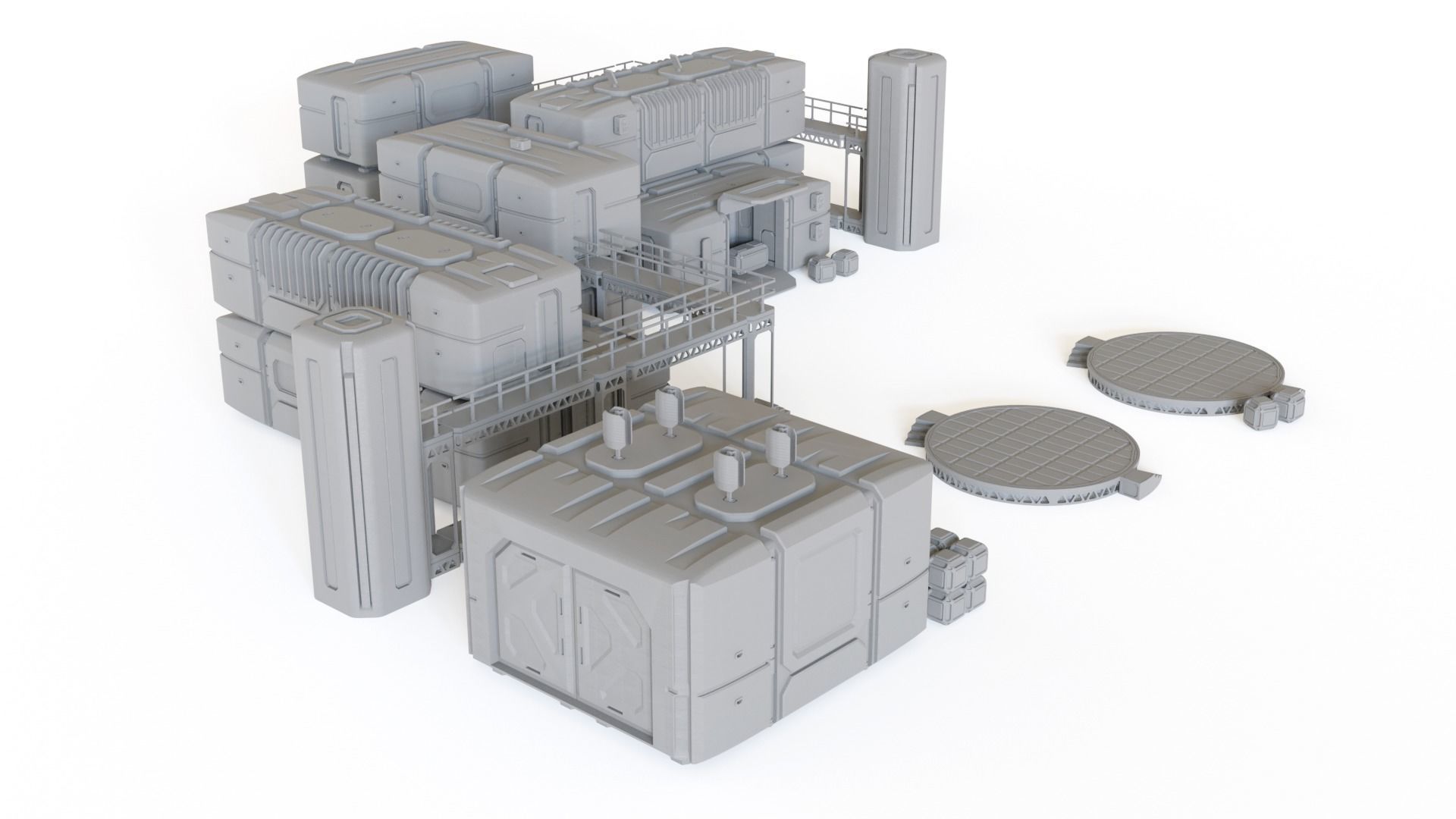 Sci fi Colony Modules Collection for tabletop scenery 3D print model_14