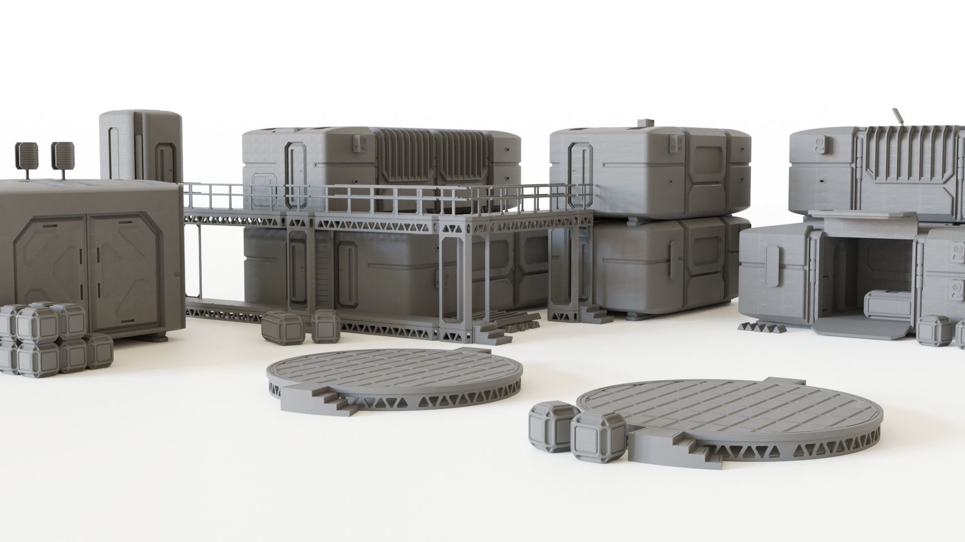 Sci fi Colony Modules Collection for tabletop scenery 3D print model_7