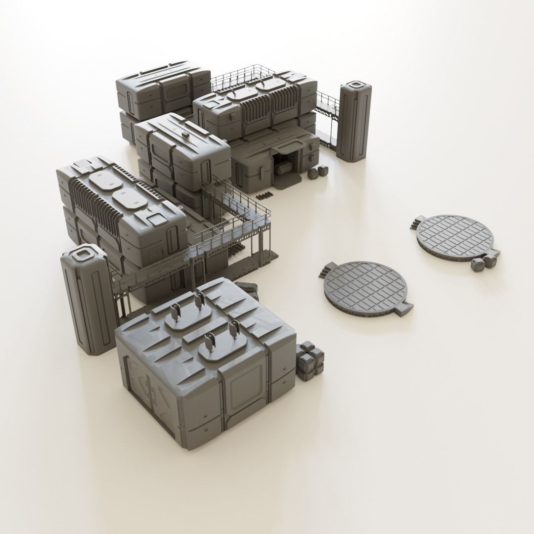Sci fi Colony Modules Collection for tabletop scenery 3D print model_8