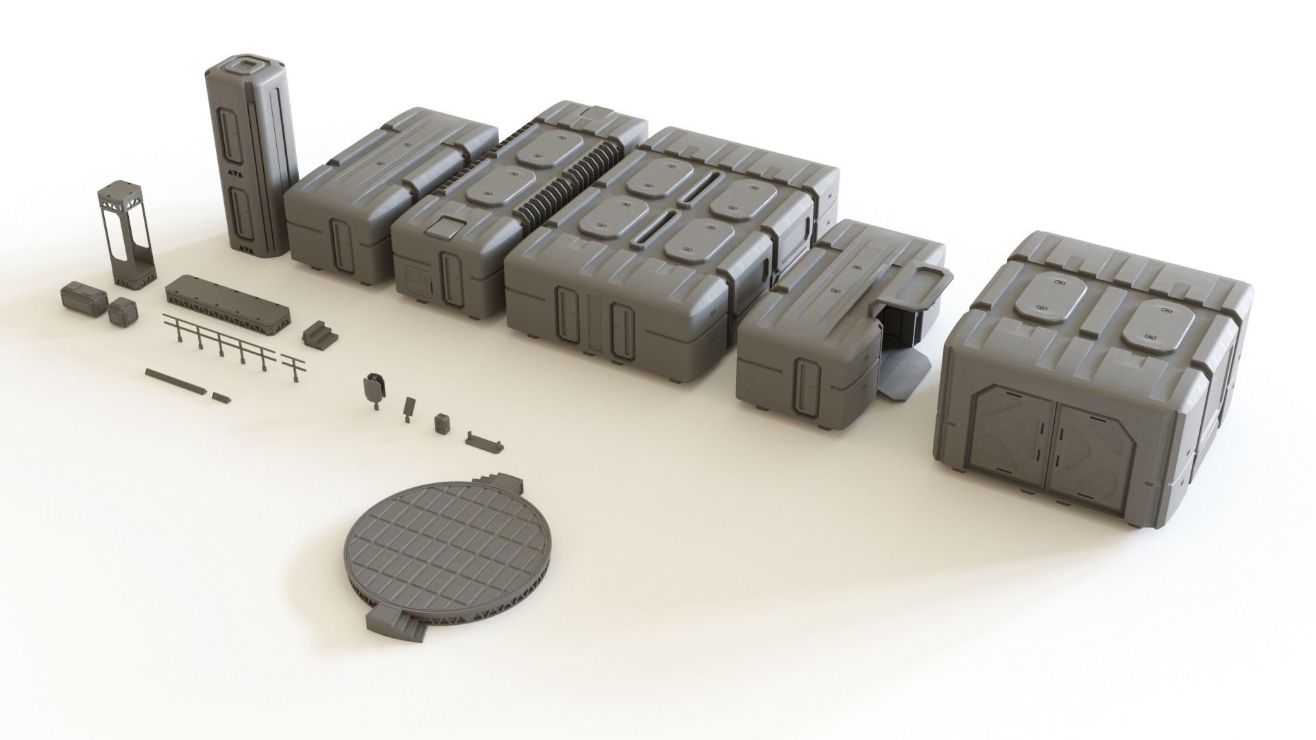 Sci fi Colony Modules Collection for tabletop scenery 3D print model_1