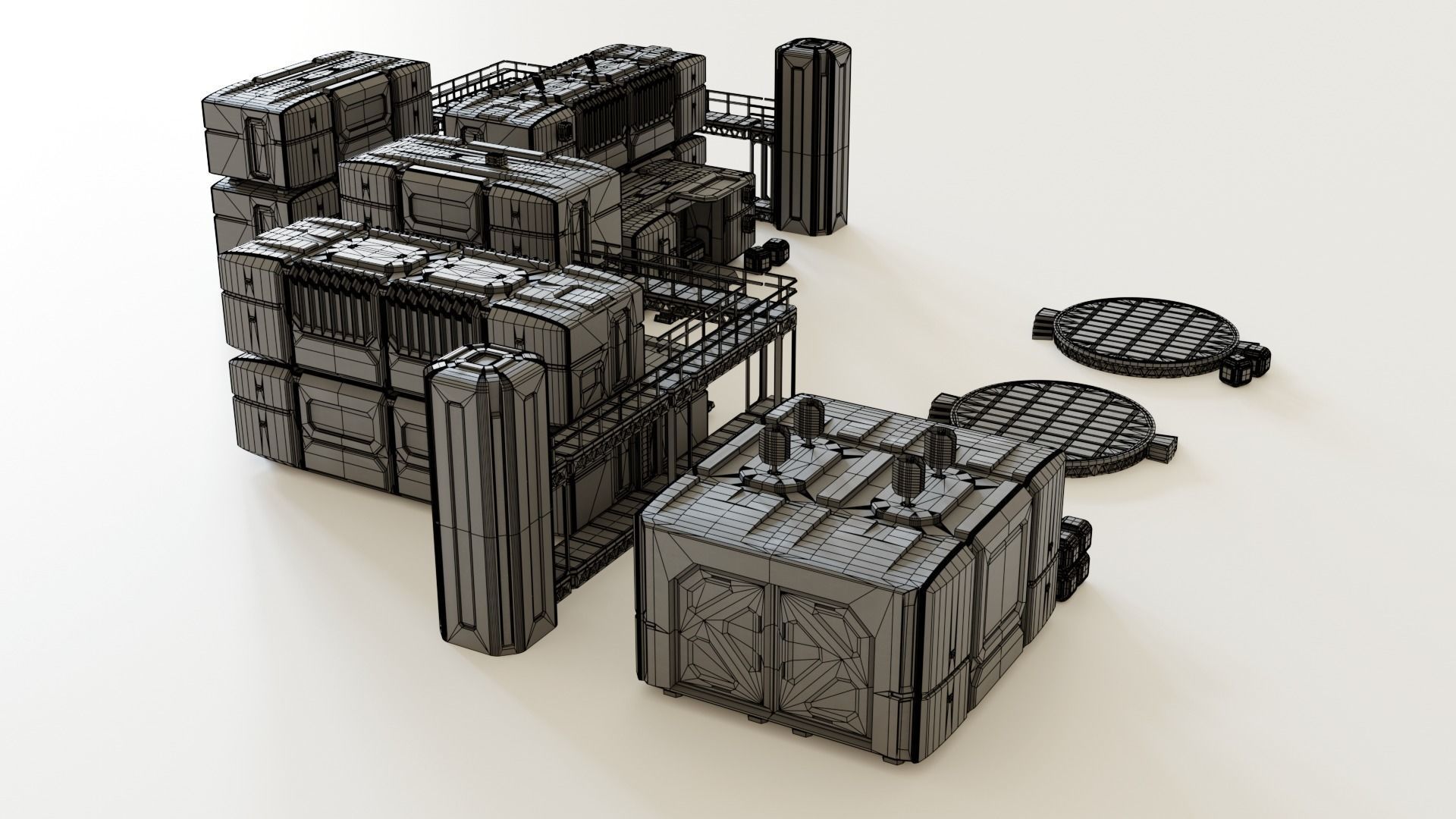 Sci fi Colony Modules Collection for tabletop scenery 3D print model_10