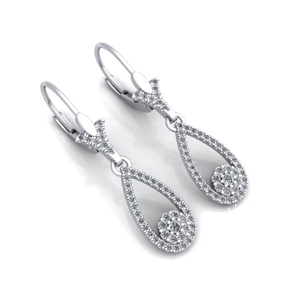 Fancy Earring With English lock 3d Model Print  3D print model_0