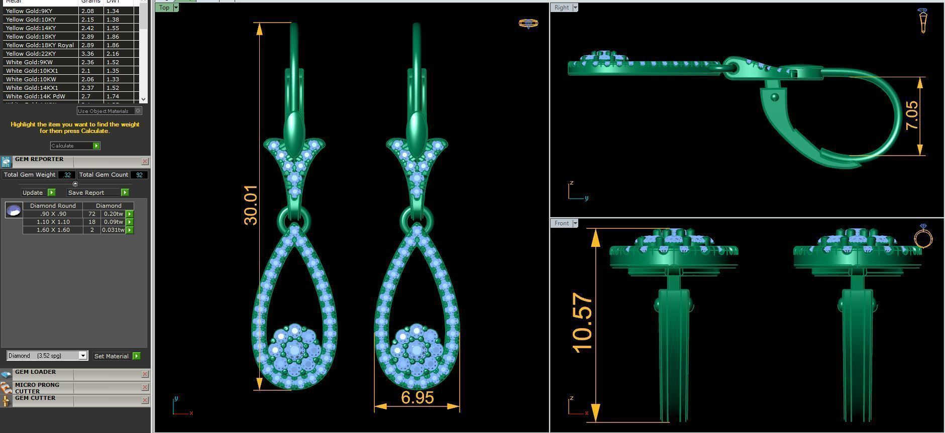 Fancy Earring With English lock 3d Model Print  3D print model_4