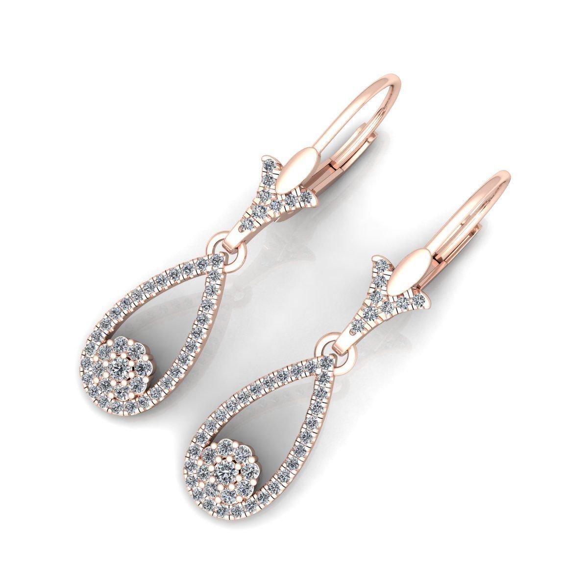 Fancy Earring With English lock 3d Model Print  3D print model_8