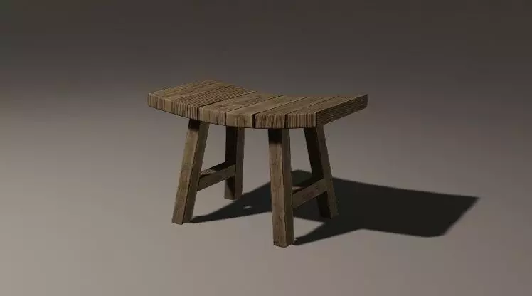 Wooden Stool 3D model_0