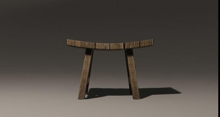Wooden Stool 3D model_1