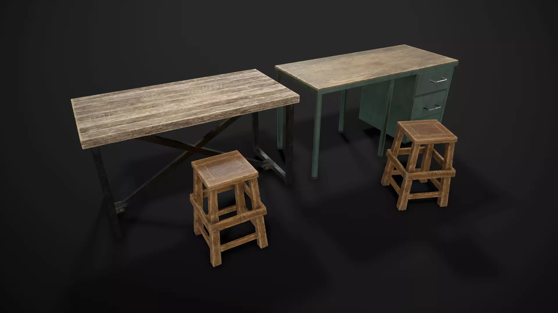 Industrial Furniture Low-poly 3D model_0
