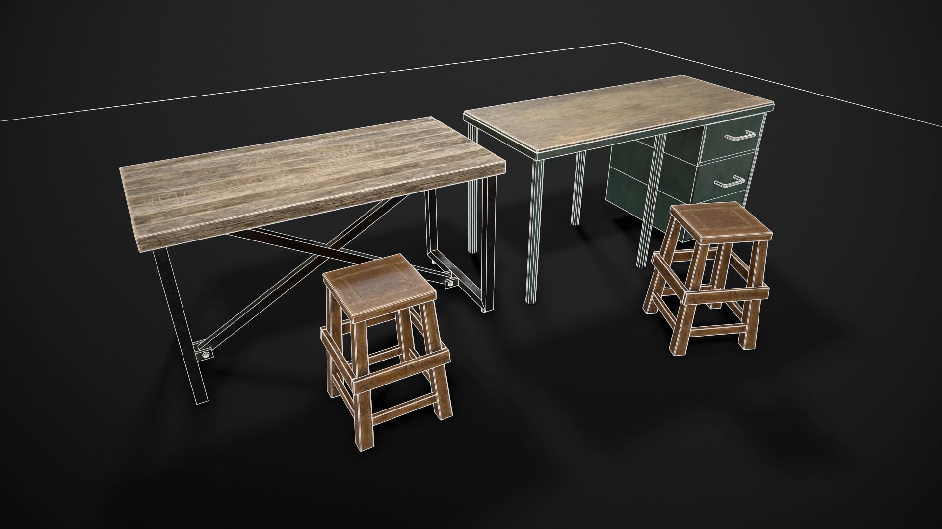 Industrial Furniture Low-poly 3D model_2