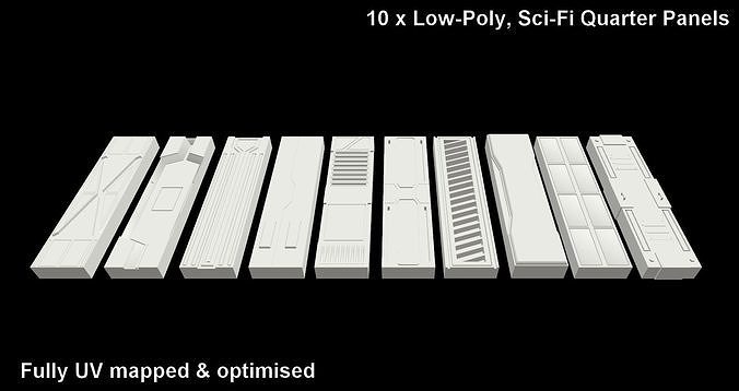 Low-Poly Sci-fi Column Pack Low-poly 3D model