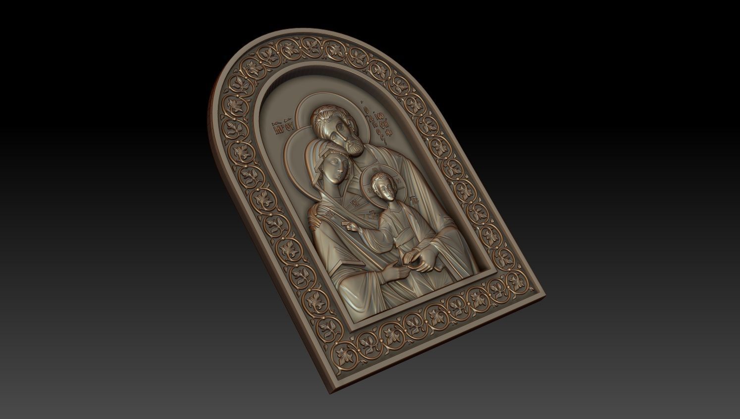 The Holy Family Orthodox Christian Icon 3D model_2