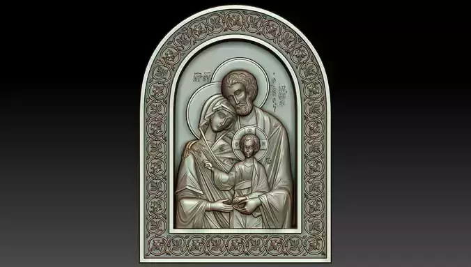 The Holy Family Orthodox Christian Icon 3D model