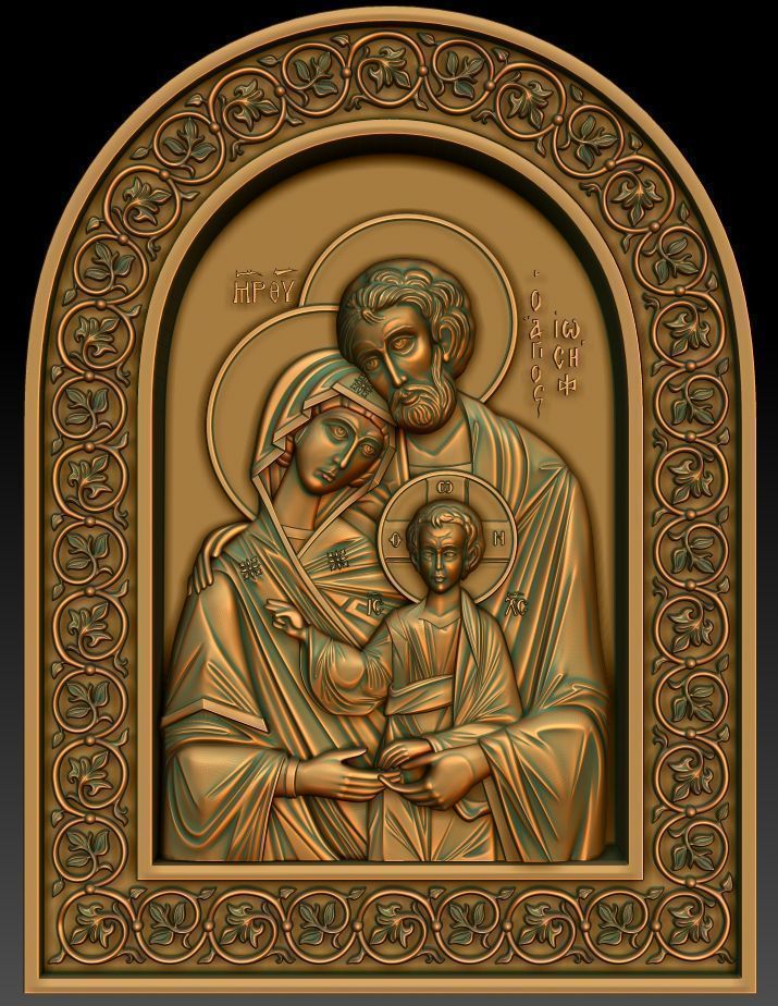 The Holy Family Orthodox Christian Icon 3D model_4