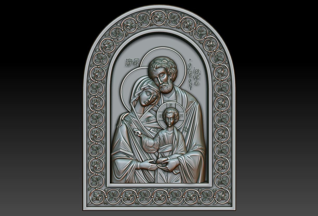 The Holy Family Orthodox Christian Icon 3D model_11