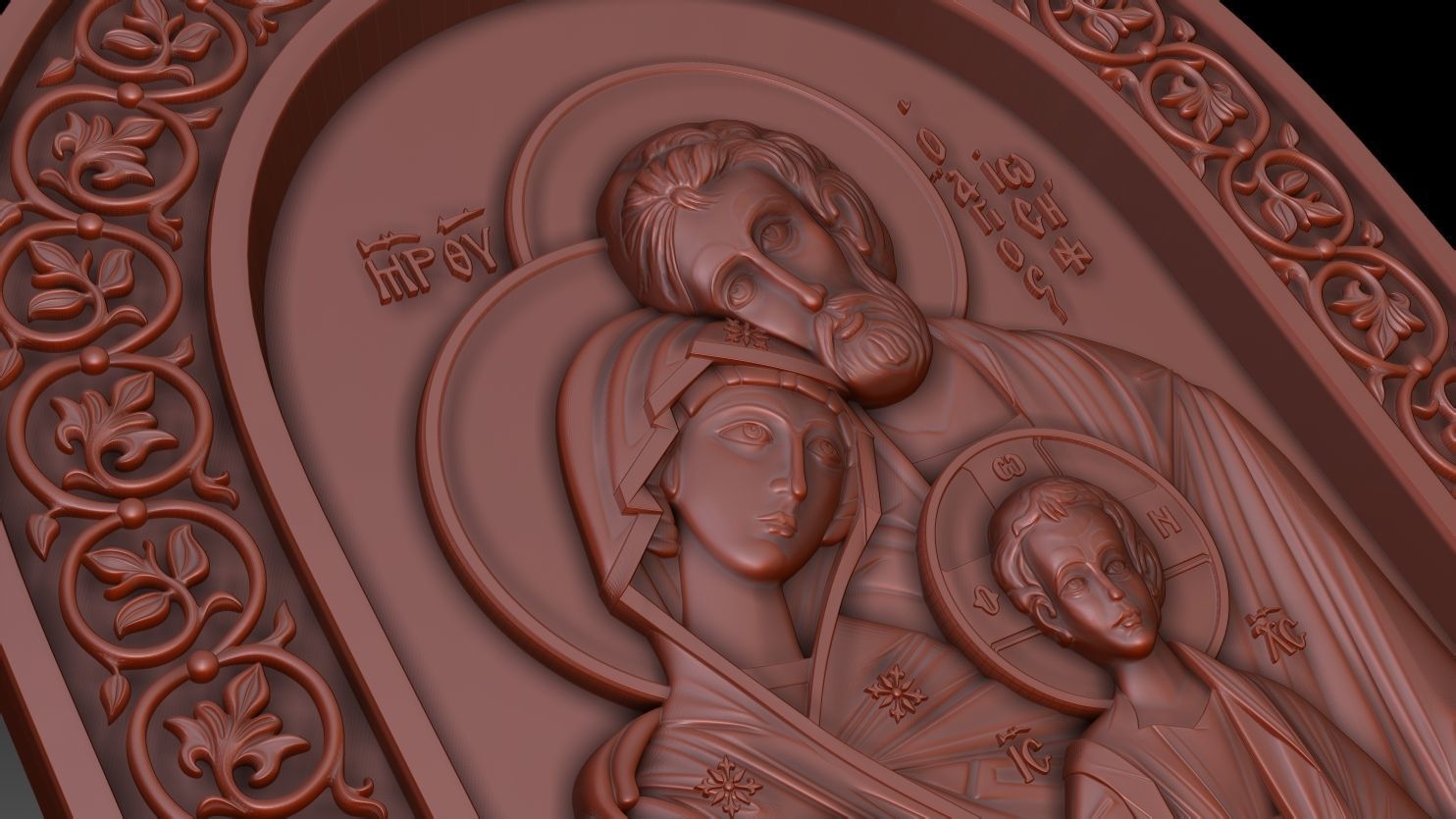 The Holy Family Orthodox Christian Icon 3D model_7