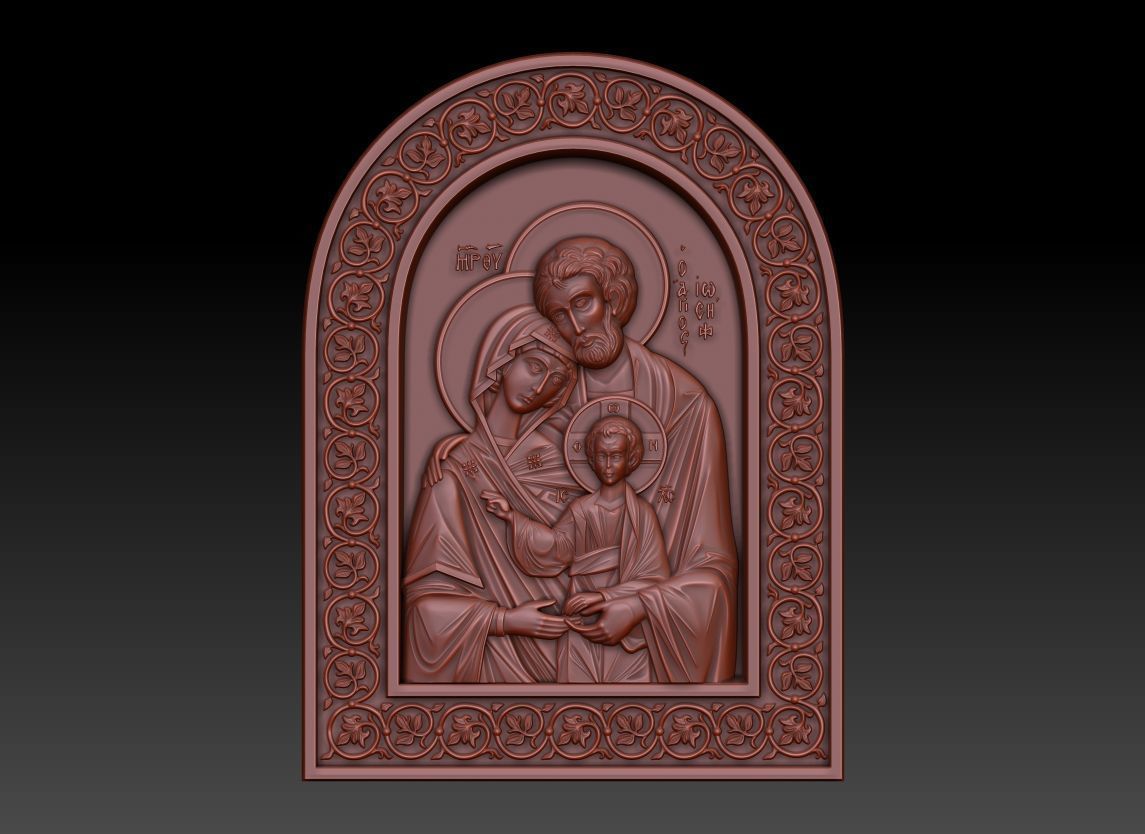 The Holy Family Orthodox Christian Icon 3D model_5