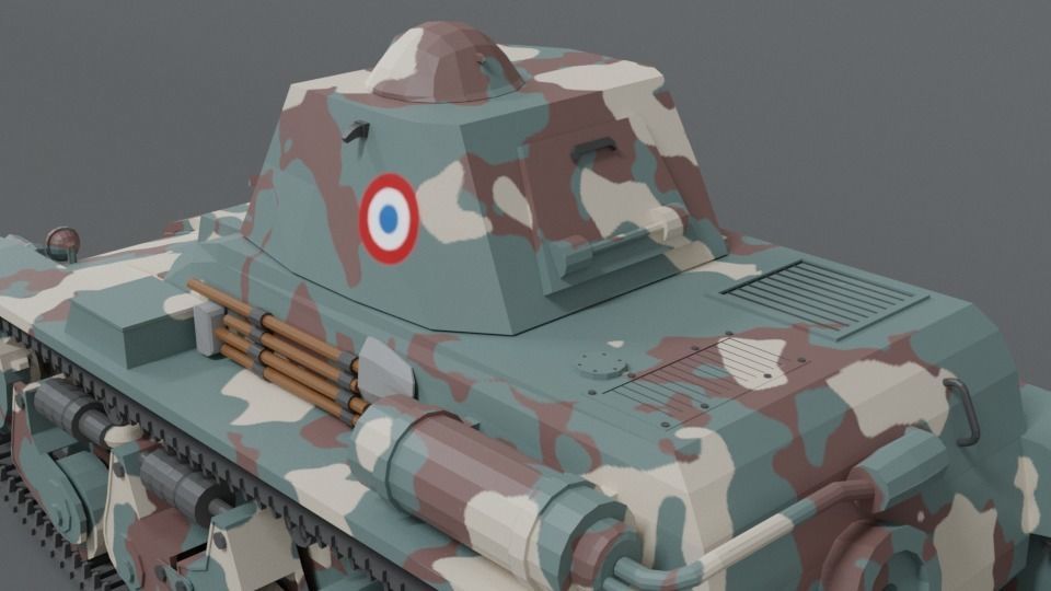 3D model Low Poly Cartoon Renault R35 Tank VR / AR / low-poly | CGTrader