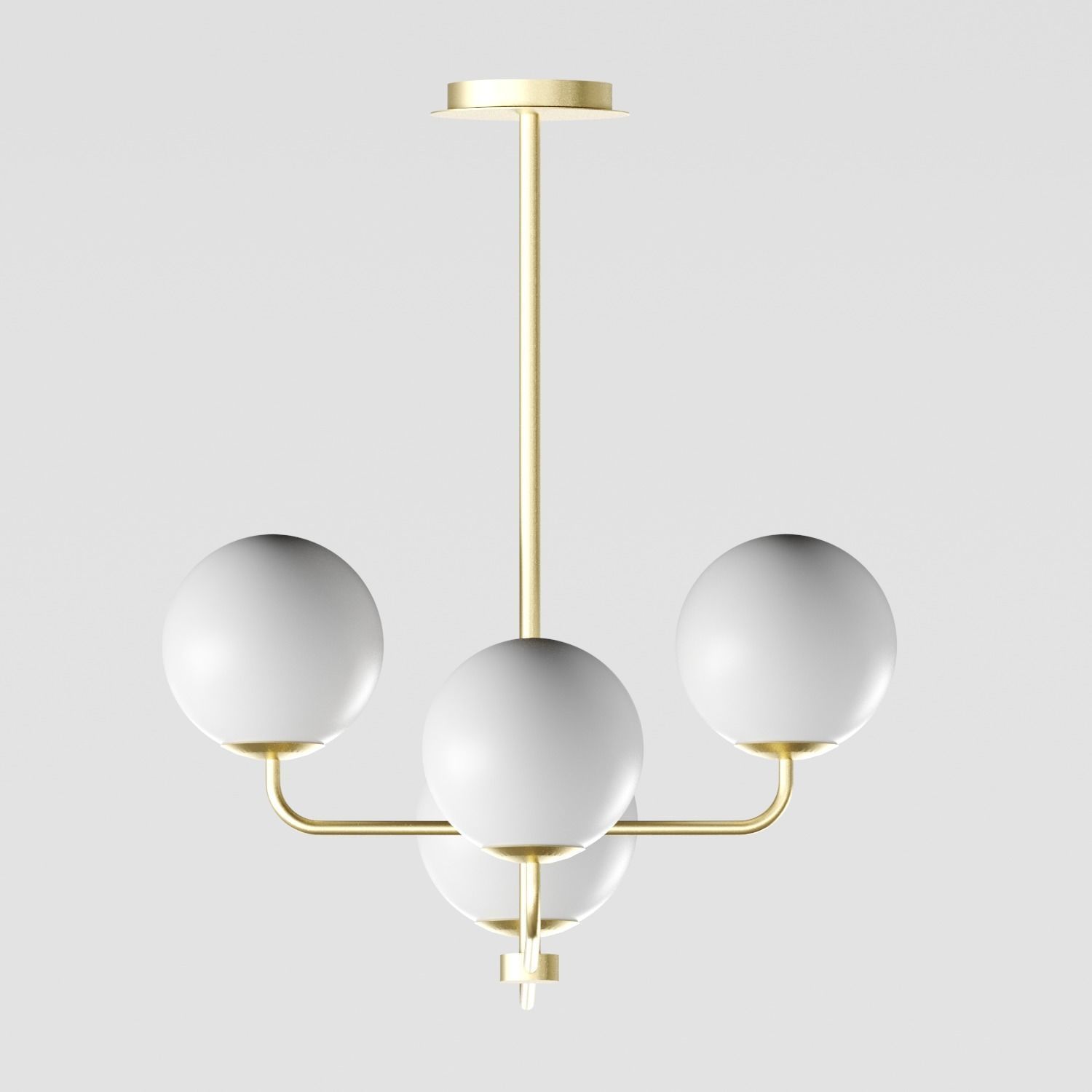 Modern brass and opal glass chandelier Laredoute MORICIO 3D model_2