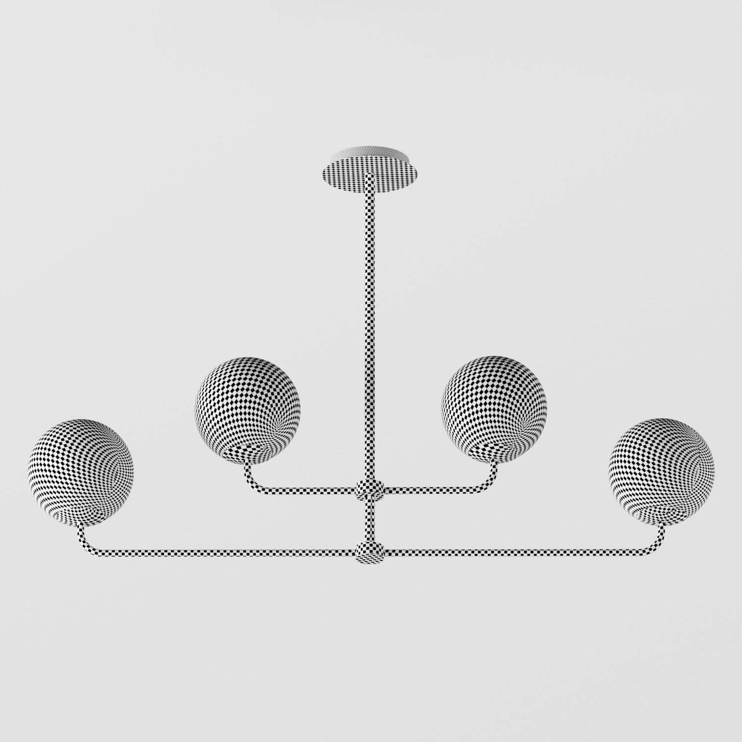 Modern brass and opal glass chandelier Laredoute MORICIO 3D model_8