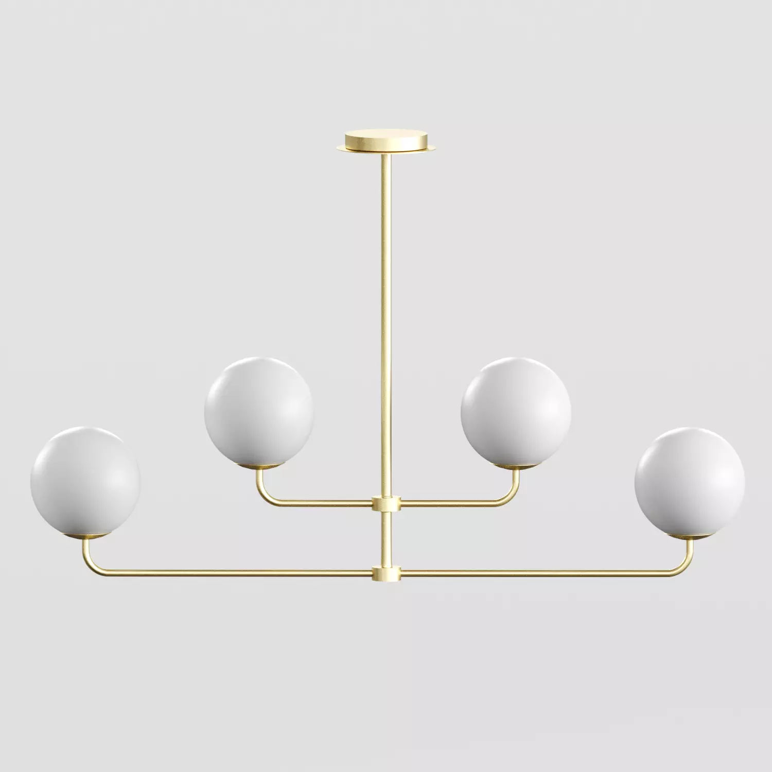 Modern brass and opal glass chandelier Laredoute MORICIO 3D model_0