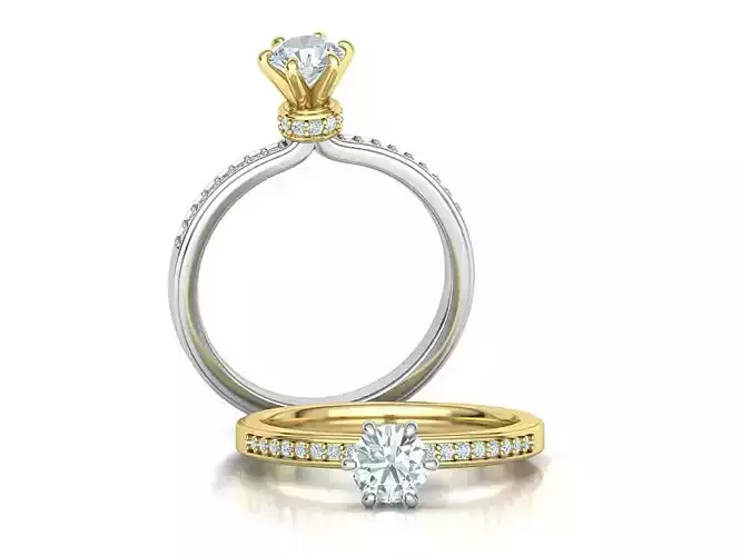 Diamond Engagement Six-prong  ring Half Carat stone 3dmodel