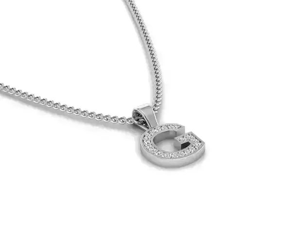 Pendant G letter with diamonds