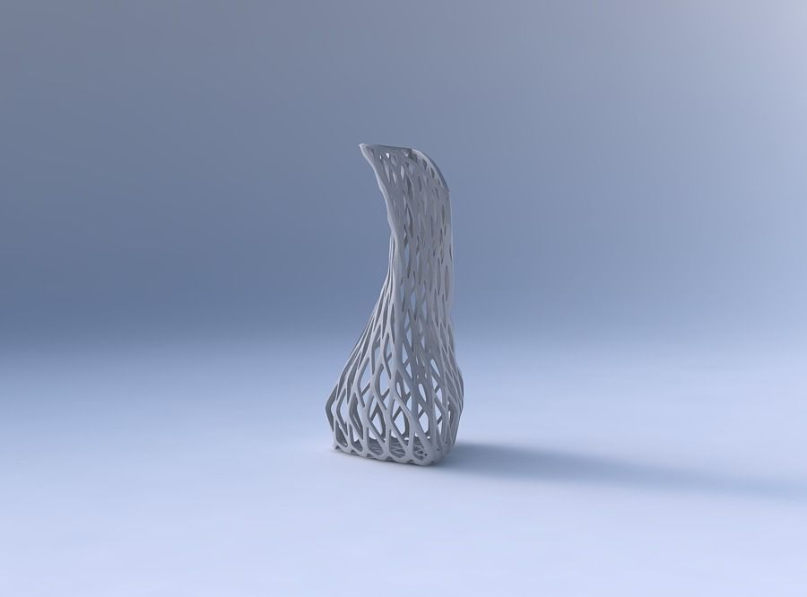 Vase twist puffy bent triangle with diagonal grid lattice 3D print model_4