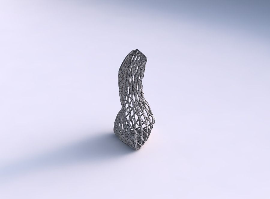 Vase twist puffy bent triangle with diagonal grid lattice 3D print model_5