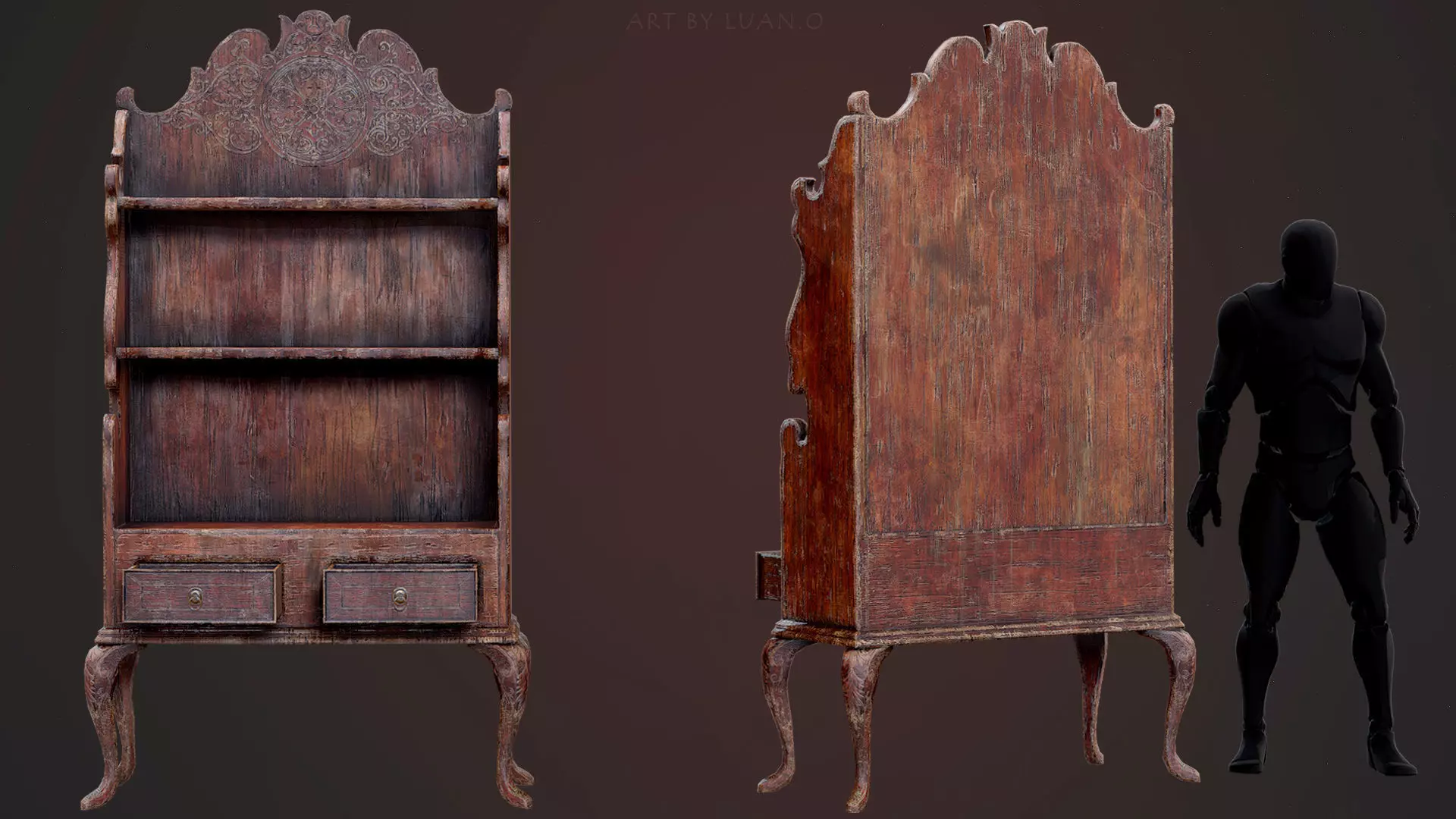 Bookshelf  Low-poly 3D model_0