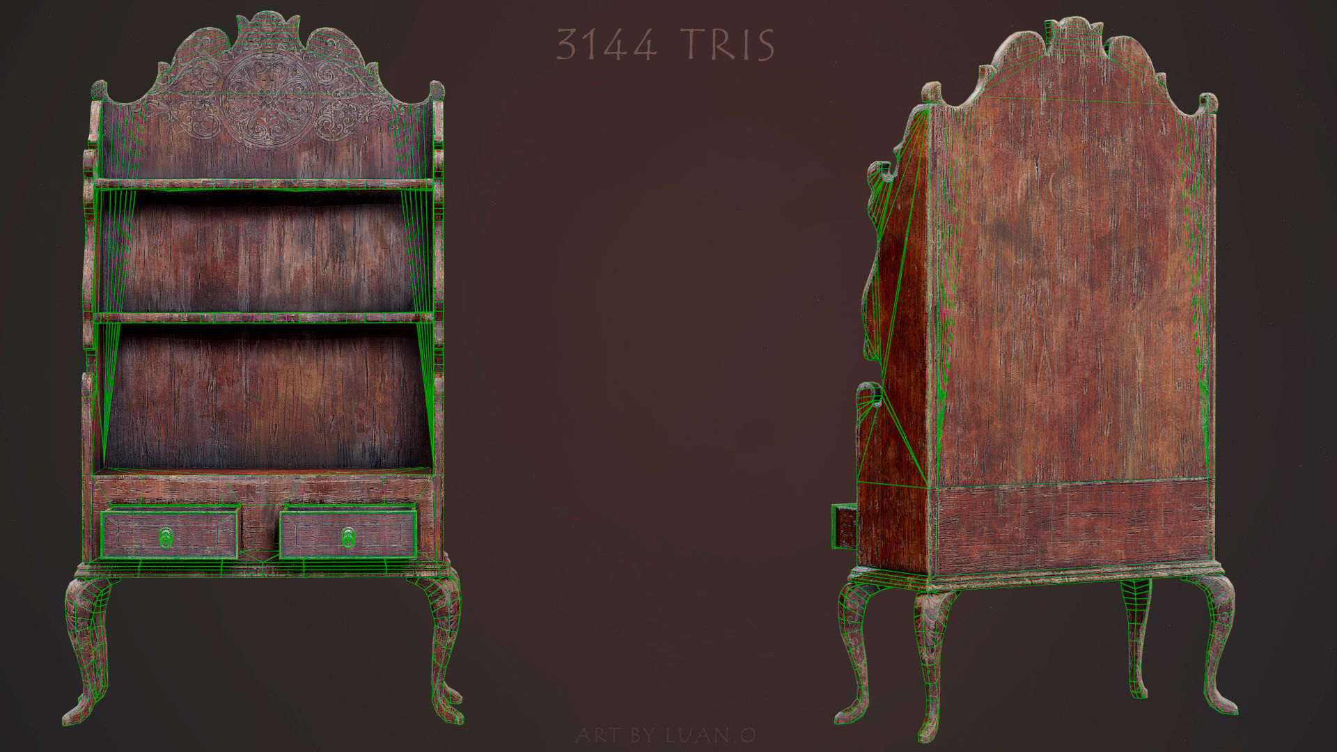 Bookshelf  Low-poly 3D model_2