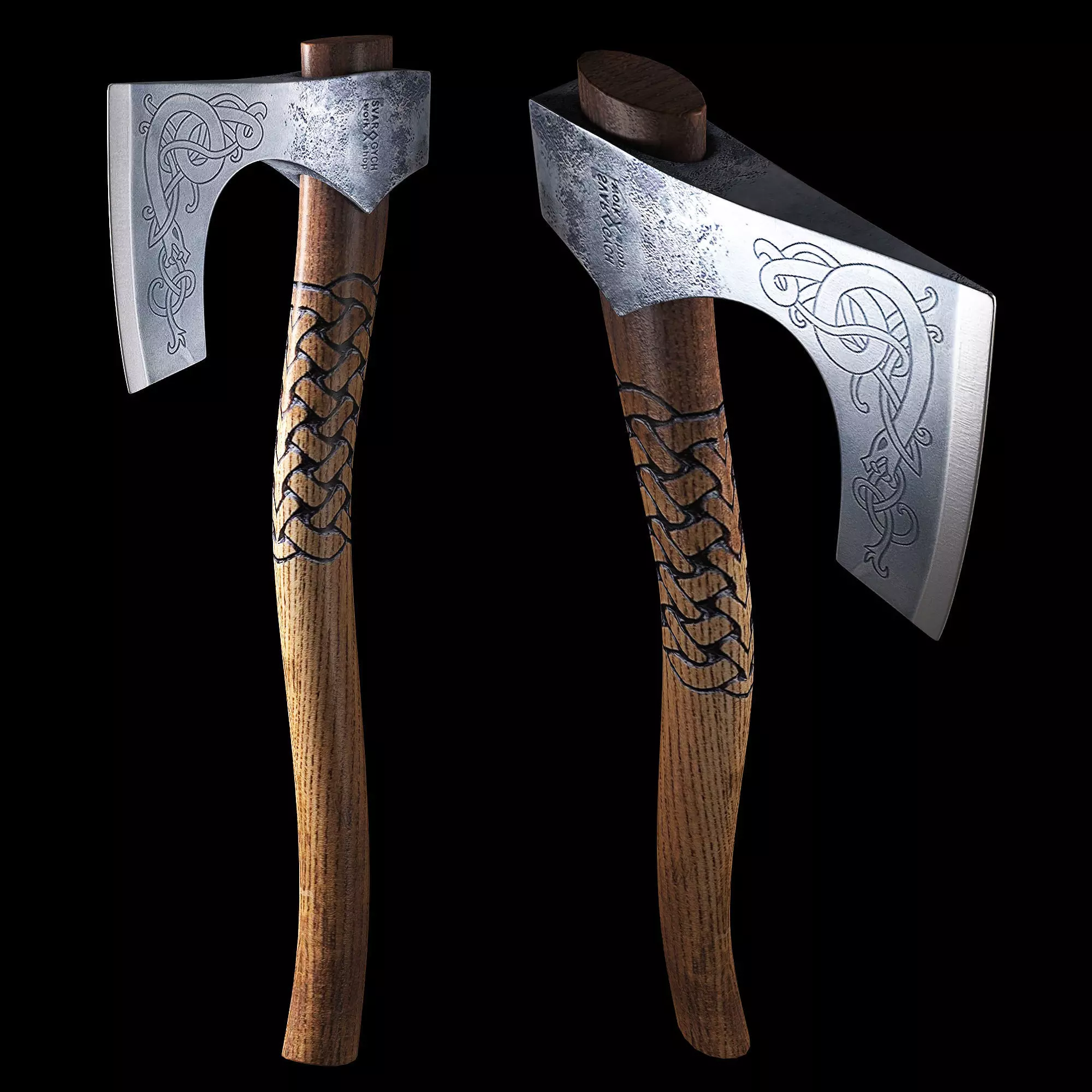 viking axe Low-poly 3D model_0