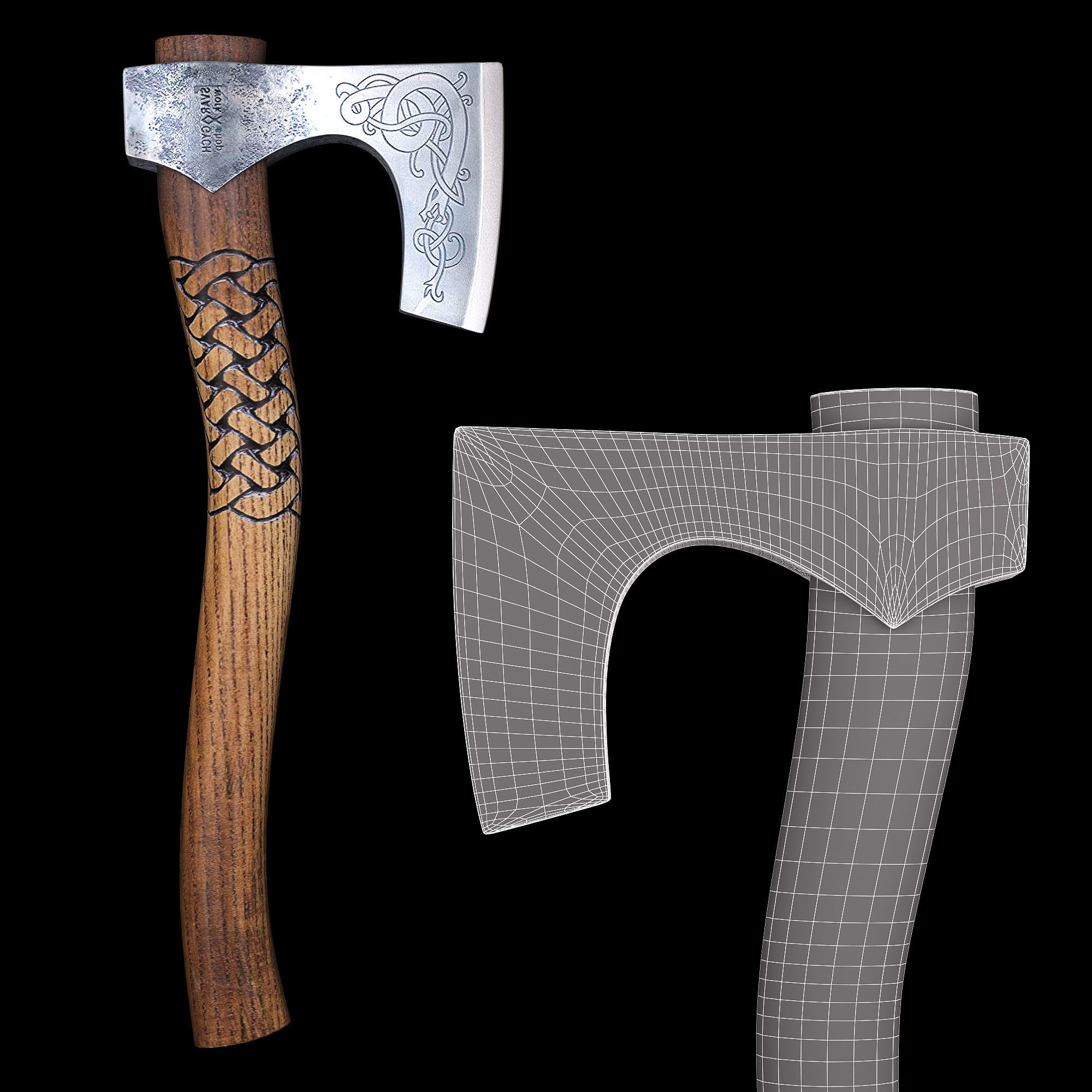 viking axe Low-poly 3D model_1