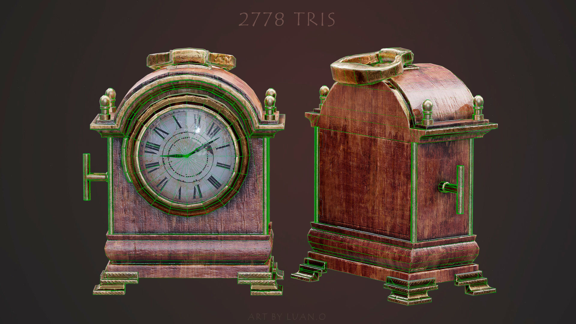 Old Clock Low-poly 3D model_2