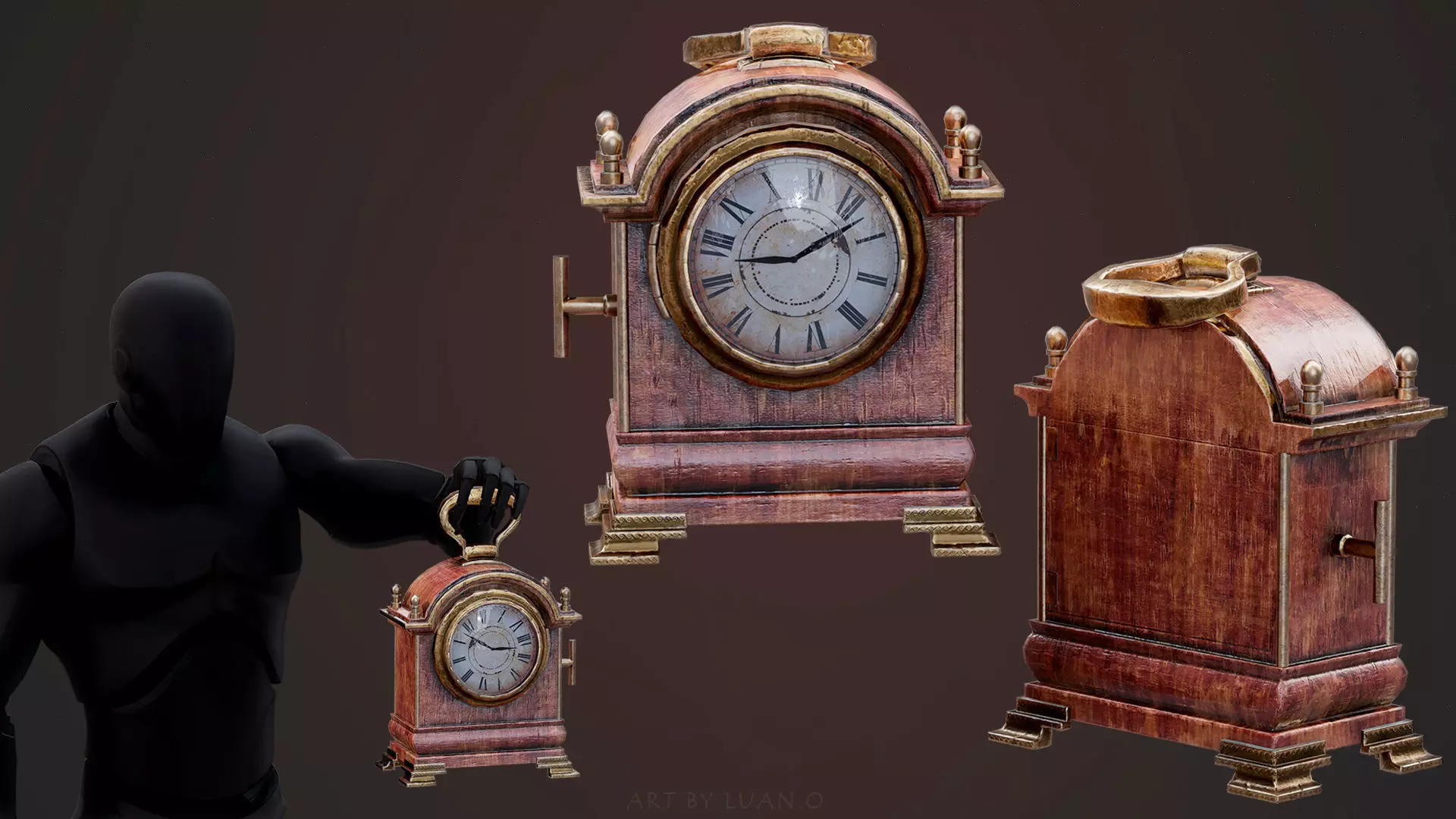 Old Clock Low-poly 3D model_0