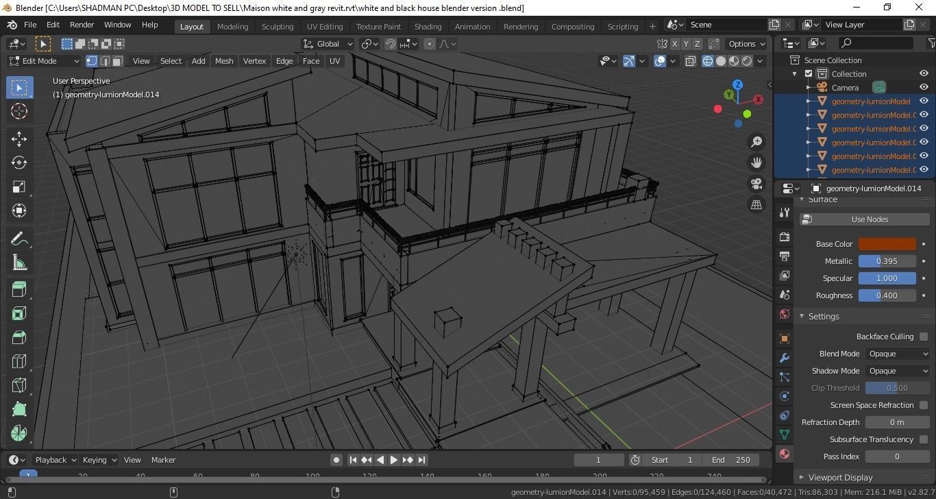Modern Black and gray house 3D model_6